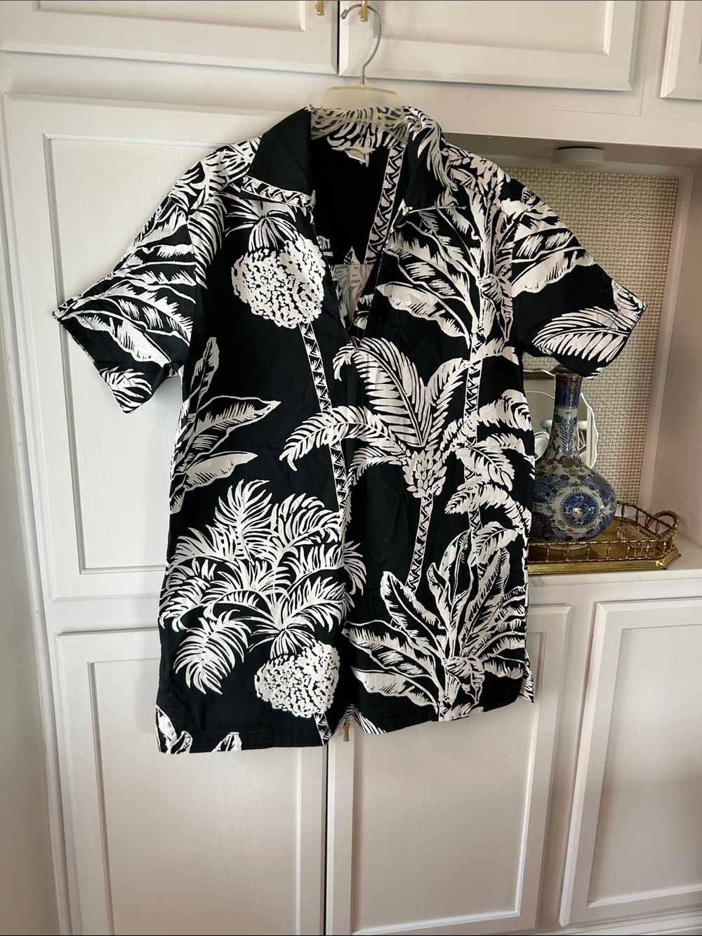 H&M Black and White Tropical Mini Dress